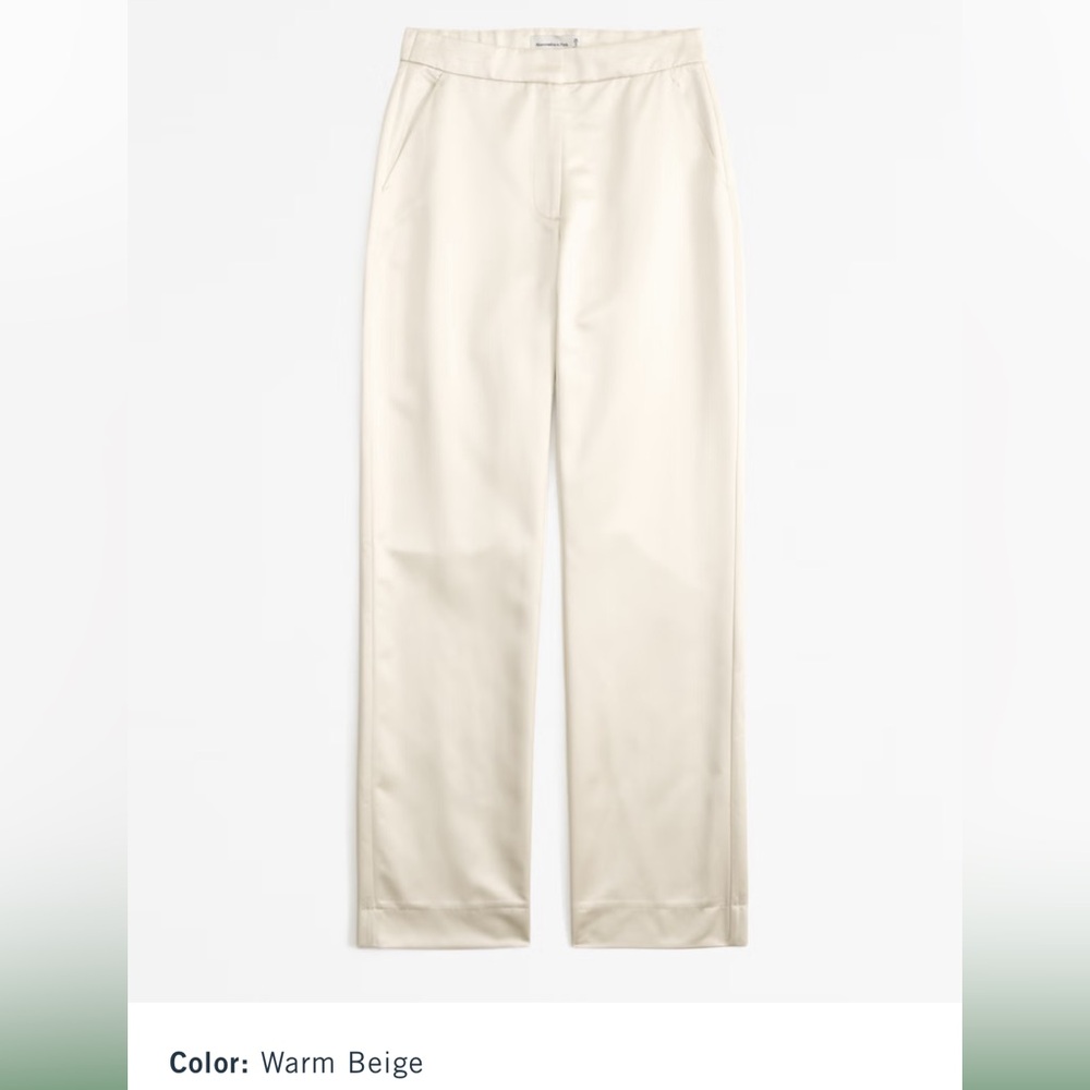Abercrombie High Rise Tailored Straight Satin Pant